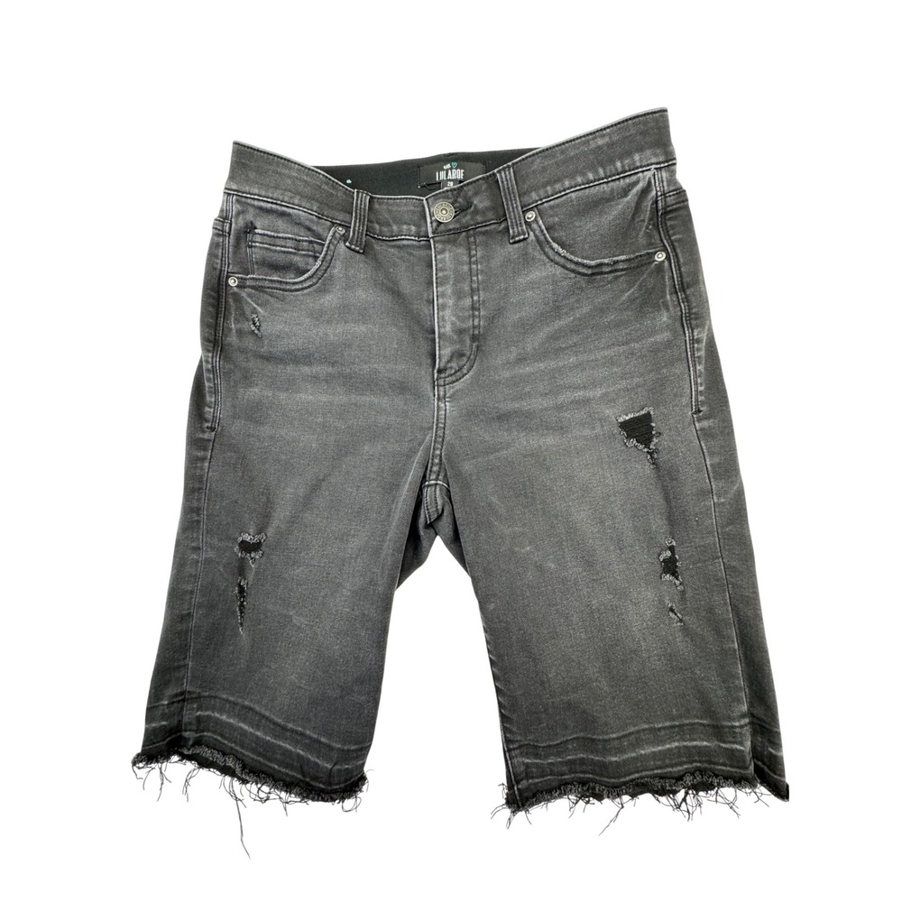 LuLaRoe Denim Bermuda Shorts Women 28‎ Black Distressed Frayed Raw Hem
